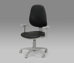 Poltroncina da laboratorio in ecopelle, con braccioli – Colore nero