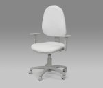 Poltroncina da laboratorio in ecopelle, con braccioli – Colore grigio