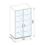 Armadio da laboratorio 2 ante vetrate mm 1200x500x2020 h